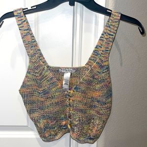 Colorful Acrylic Sweater Crop Top